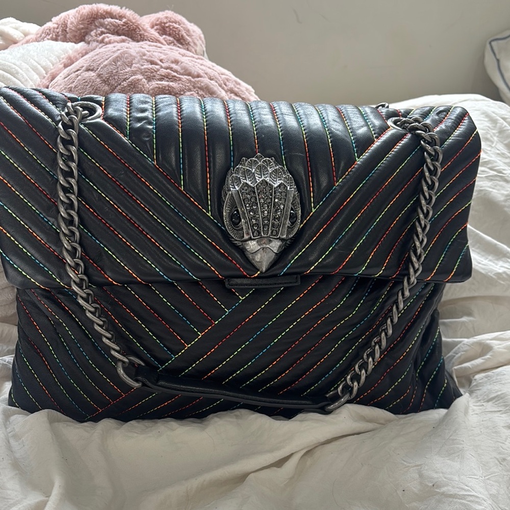 Kurt Geiger -Black Quilted Shoulder Bag with Chain Strap